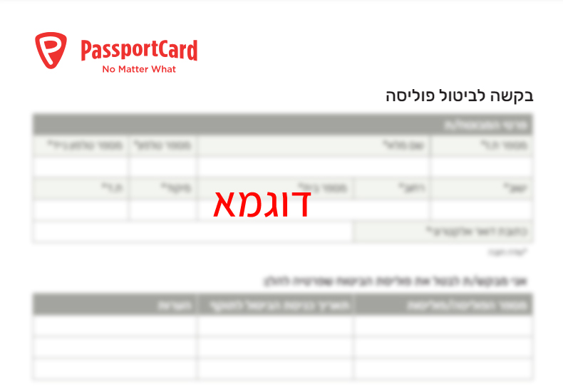 ביטול פוליסת ביטוח נסיעות פספורט קארד